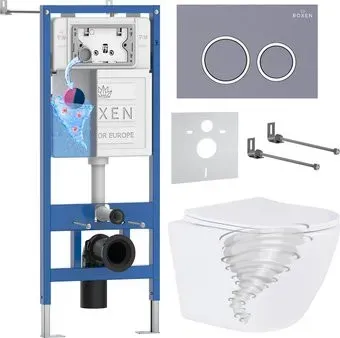 Roxen Antares Tornado Long в комплекте с инсталляцией StounFix Dual Fresh 6 в 1 868430 (кнопка: серый бетон матовая)