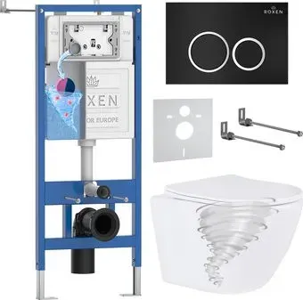 Roxen Antares Tornado Long в комплекте с инсталляцией StounFix Dual Fresh 6 в 1 868424 (кнопка: черный матовая)
