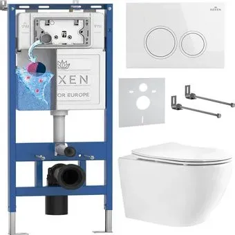 Roxen Antares Tornado Long в комплекте с инсталляцией StounFix Dual Fresh 6 в 1 868420 (кнопка: белый глянцевая)