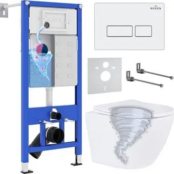 Roxen Antares Tornado Long в комплекте с инсталляцией StounFix Dual Fresh 6 в 1 868411 (кнопка: белый глянцевая)