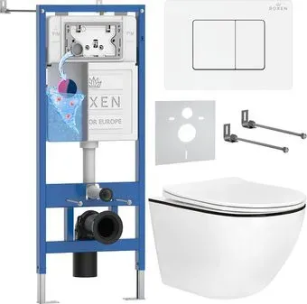 Roxen Antares Black в комплекте с инсталляцией StounFix Dual Fresh 6 в 1 868551 (кнопка: белый глянцевая)