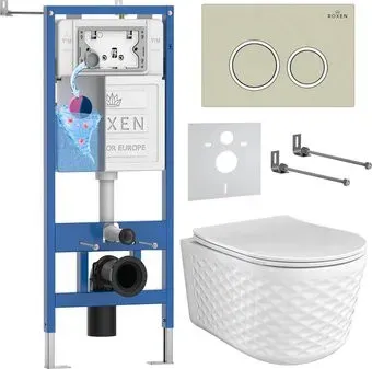 Roxen Vine Tornado в комплекте с инсталляцией StounFix Dual Fresh 6 в 1 979011 (кнопка: бежевый)