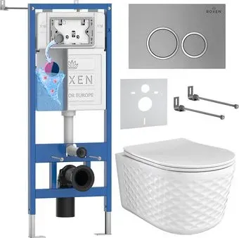 Roxen Vine Tornado в комплекте с инсталляцией StounFix Dual Fresh 6 в 1 979010 (кнопка: хром матовый)