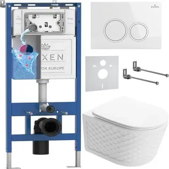Roxen Vine Tornado в комплекте с инсталляцией StounFix Dual Fresh 6 в 1 979007 (кнопка: белый глянцевый)