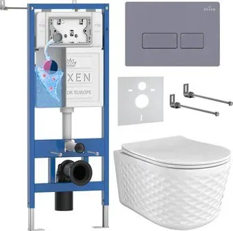 Roxen Vine Tornado в комплекте с инсталляцией StounFix Dual Fresh 6 в 1 979005 (кнопка: серый гранит)