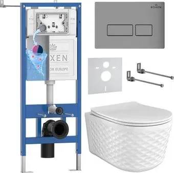 Roxen Vine Tornado в комплекте с инсталляцией StounFix Dual Fresh 6 в 1 979003 (кнопка: хром матовый)