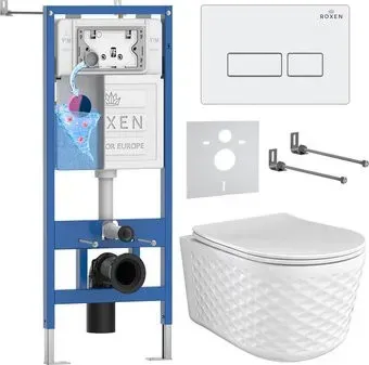 Roxen Vine Tornado в комплекте с инсталляцией StounFix Dual Fresh 6 в 1 979000 (кнопка:белый глянцевый)