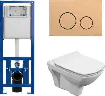 Cersanit Carina New Clean On с инстал. Link Pro (с кнопкой Twins 63524 золото матовый)