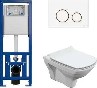 Cersanit Carina New Clean On с инстал. Link Pro (с кнопкой Twins 63535 белый/золото)