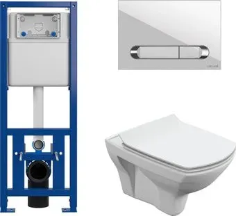 Cersanit Carina New Clean On с инстал. Link Pro (с кнопкой Estetica 64111 белый/хром)
