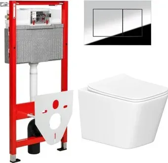Lauter Square 214903 + TECE Kit 9400412 с кнопкой (хром)