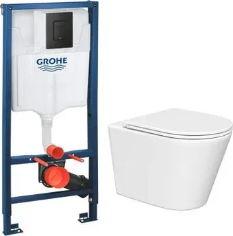 Lauter Longer 2110822 + GROHE Solido 38811KF0 с кнопкой (прямоугольная, черный)