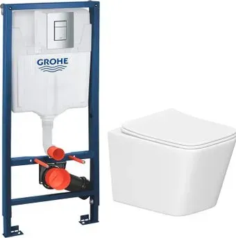 Lauter Square 214903 + GROHE Rapid SL 38772001 (прямоугольная, хром)
