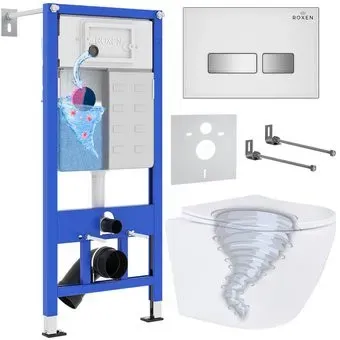 Roxen Antares Tornado в комплекте с инсталляцией StounFix Dual Fresh 6 в 1 968395 (кнопка: белый глянцевый)
