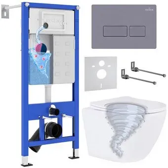 Roxen Antares Tornado в комплекте с инсталляцией StounFix Dual Fresh 6 в 1 968330 (кнопка: серый бетон)