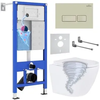 Roxen Antares Tornado в комплекте с инсталляцией StounFix Dual Fresh 6 в 1 968326 (кнопка: пастель бежевый)
