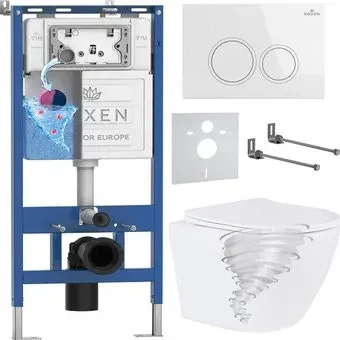 Roxen Antares Tornado в комплекте с инсталляцией StounFix Dual Fresh 6 в 1 968335 (кнопка: белый глянцевый)