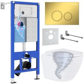 Roxen Antares Tornado в комплекте с инсталляцией StounFix Dual Fresh 6 в 1 968356 (кнопка: золото глянцевое)