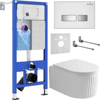Roxen Royal Matt в комплекте с инсталляцией StounFix Dual Fresh 6 в 1 968291 (кнопка: белый/хром)