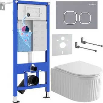 Roxen Royal Matt в комплекте с инсталляцией StounFix Dual Fresh 6 в 1 968280 (кнопка: серый бетон)