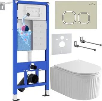 Roxen Royal Matt в комплекте с инсталляцией StounFix Dual Fresh 6 в 1 968277 (кнопка: пастель бежевый)