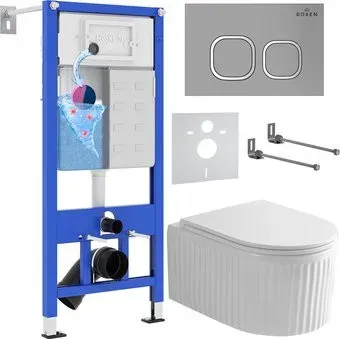 Roxen Royal Matt в комплекте с инсталляцией StounFix Dual Fresh 6 в 1 968275 (кнопка: хром - матовый)