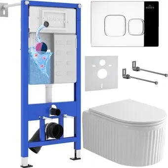 Roxen Royal Matt в комплекте с инсталляцией StounFix Dual Fresh 6 в 1 968273 (кнопка: хром глянцевый)