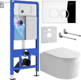 Roxen Royal Matt в комплекте с инсталляцией StounFix Dual Fresh 6 в 1 968245 (кнопка: хром глянцевый)