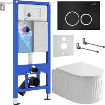 Roxen Royal Matt в комплекте с инсталляцией StounFix Dual Fresh 6 в 1 968231 (кнопка: черный)