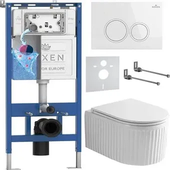 Roxen Royal Matt в комплекте с инсталляцией StounFix Dual Fresh 6 в 1 968230 (кнопка: белый)