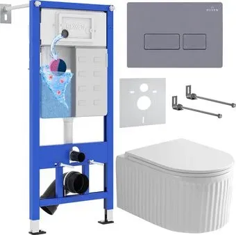 Roxen Royal Matt в комплекте с инсталляцией StounFix Dual Fresh 6 в 1 968226 (кнопка: серый бетон)