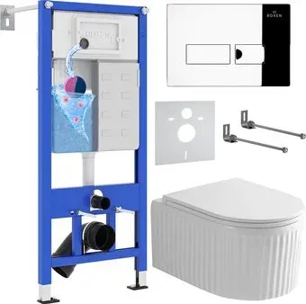 Roxen Royal Matt в комплекте с инсталляцией StounFix Dual Fresh 6 в 1 968213 (кнопка: хром глянцевый)