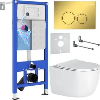 Roxen Vortex в комплекте с инсталляцией StounFix Dual Fresh 6 в 1 968046 (кнопка: золото глянцевое)