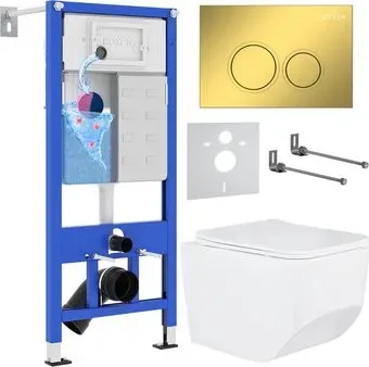 Roxen Boro в комплекте с инсталляцией StounFix Dual Fresh 6 в 1 968023 (кнопка: золото глянцевое )