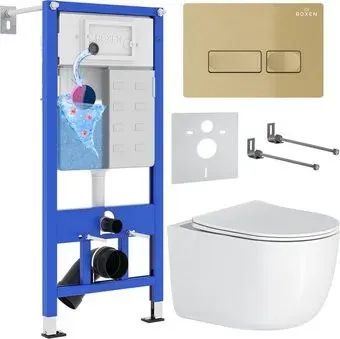 Roxen Vortex в комплекте с инсталляцией StounFix Dual Fresh 6 в 1 968090 (кнопка: брашированное золото)