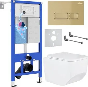 Roxen Boro в комплекте с инсталляцией StounFix Dual Fresh 6 в 1 968081 (кнопка: брашированное золото)