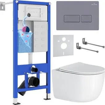 Roxen Vortex в комплекте с инсталляцией StounFix Dual Fresh 6 в 1 966868 (кнопка: серый гранит)