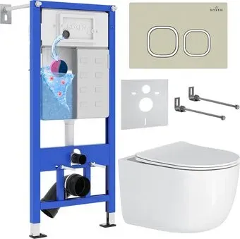 Roxen Vortex в комплекте с инсталляцией StounFix Dual Fresh 6 в 1 966620 (кнопка: бежевый)