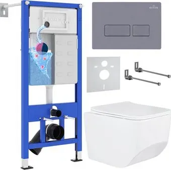 Roxen Boro в комплекте с инсталляцией StounFix Dual Fresh 6 в 1 966786 (кнопка: серый гранит)