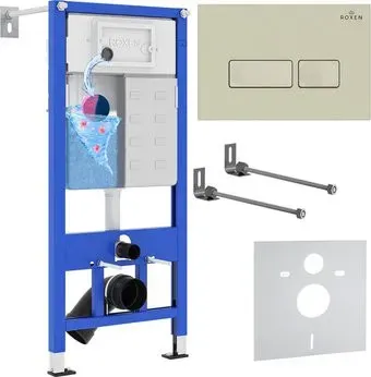 Roxen Porto в комплекте с инсталляцией StounFix Dual Fresh 6 в 1 966662 (кнопка: бежевый)