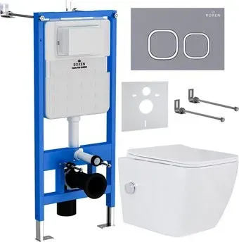 Roxen Cube bidet в комплекте с инсталляцией StounFix Dual Fresh 6 в 1 966426 (кнопка: серый бетон)