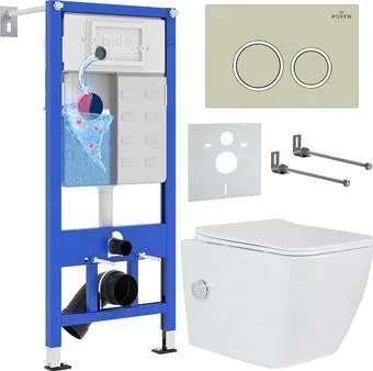 Roxen Cube bidet в комплекте с инсталляцией StounFix Dual Fresh 6 в 1 966246 (кнопка: бежевый)