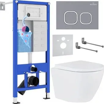 Roxen Antares 530185-02 в комплекте с инсталляцией StounFix Dual Fresh 6 в 1 966352 (кнопка: серый бетон)
