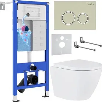 Roxen Antares 530185-02 в комплекте с инсталляцией StounFix Dual Fresh 6 в 1 966195 (кнопка: бежевый)