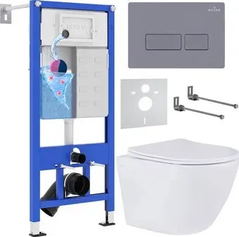 Roxen Antares 530185-01 в комплекте с инсталляцией StounFix Dual Fresh 6 в 1 966771 (кнопка: серый гранит)