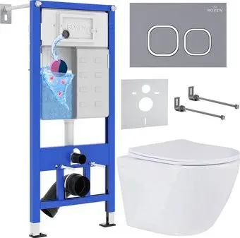 Roxen Antares 530185-01 в комплекте с инсталляцией StounFix Dual Fresh 6 в 1 966332 (кнопка: серый бетон)