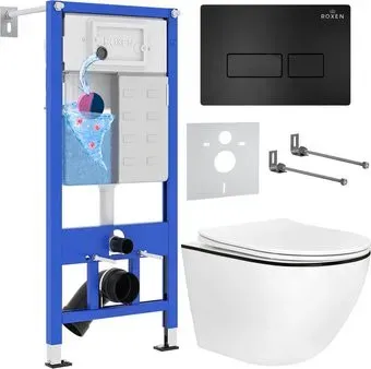Roxen Antares Black в комплекте с инсталляцией StounFix Dual Fresh 6 в 1 964755 (кнопка: черный матовый)