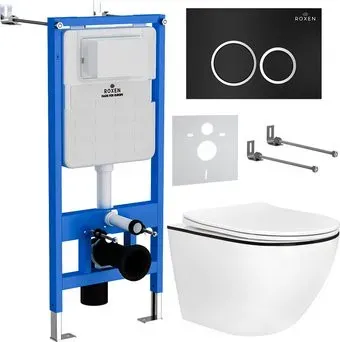 Roxen Antares Black в комплекте с инсталляцией StounFix Dual Fresh 6 в 1 964643 (кнопка: черный матовый)