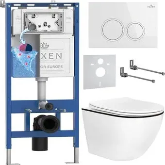 Roxen Antares Black в комплекте с инсталляцией StounFix Dual Fresh 6 в 1 964631 (кнопка: белый глянец)