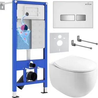 Roxen Egg в комплекте с инсталляцией StounFix Dual Fresh 6 в 1 964245 (кнопка: белое стекло)